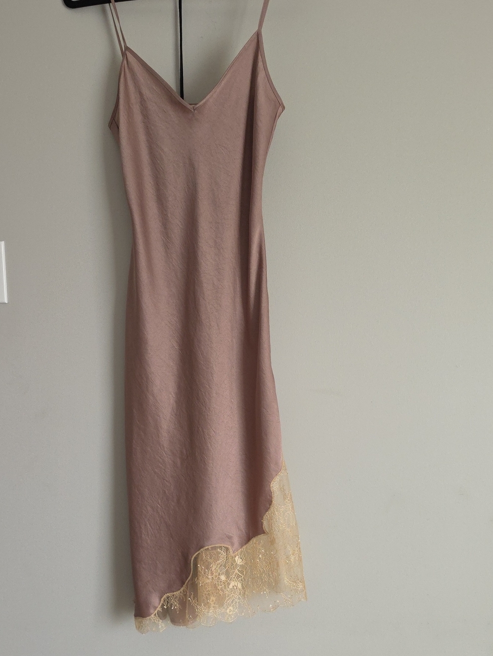 Wilfred Dusty Rose Slip Midi Dress with Cream Lace Trim - Picture 1 of 3